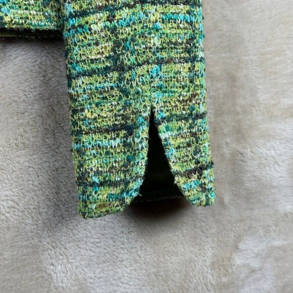 St John Knit Jacket Blazer Green Plaid Woven Women's EUC Approx Sz 4 Old Money - Picture 5 of 8